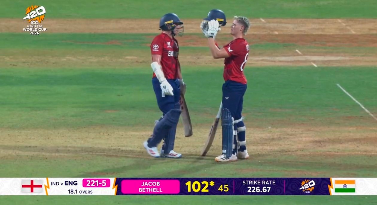 Jacob bethal t20 world cup century against India 